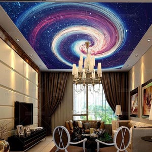 Beautiful Starry Sky, Colorful Ceiling Painting, KTV, Bar, Restaurant Ceiling Painting, Background Wall Deco