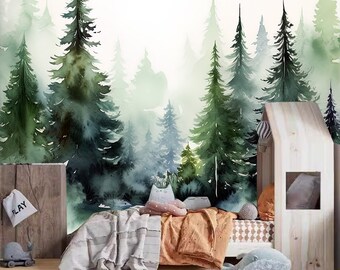 Tapete Tannenwald in der Natur für das Kinderzimmer