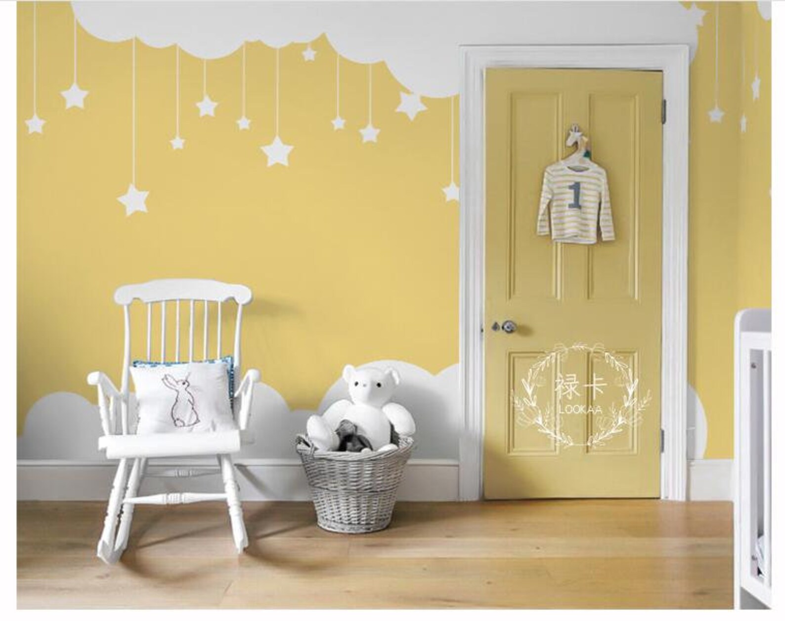Lovely Simple Kids Nursery Clouds Wallpaper Wall Mural Two Etsy
