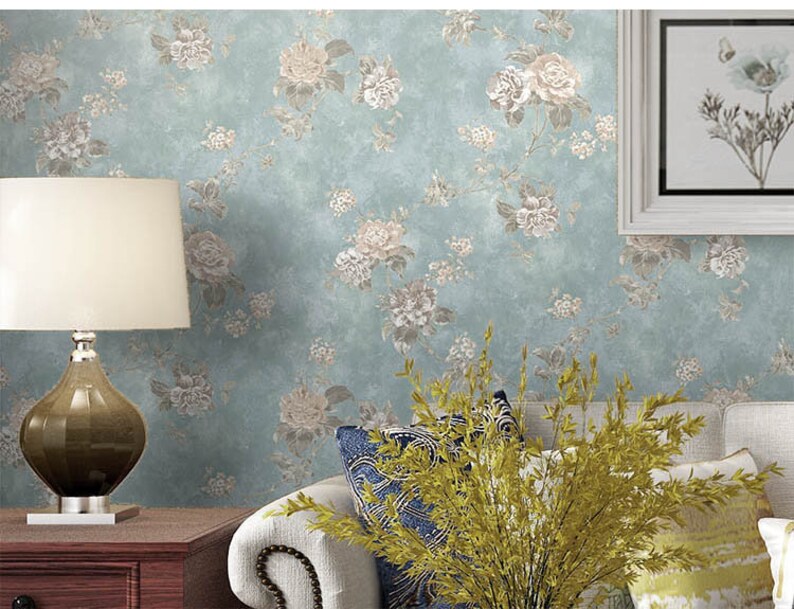 20.8x393.7 Inches 0.53Wx10L Meters Wallpaper Vintage Garden Non-woven Wallpaper Nostalgic Small Floral European Style Wallpaper