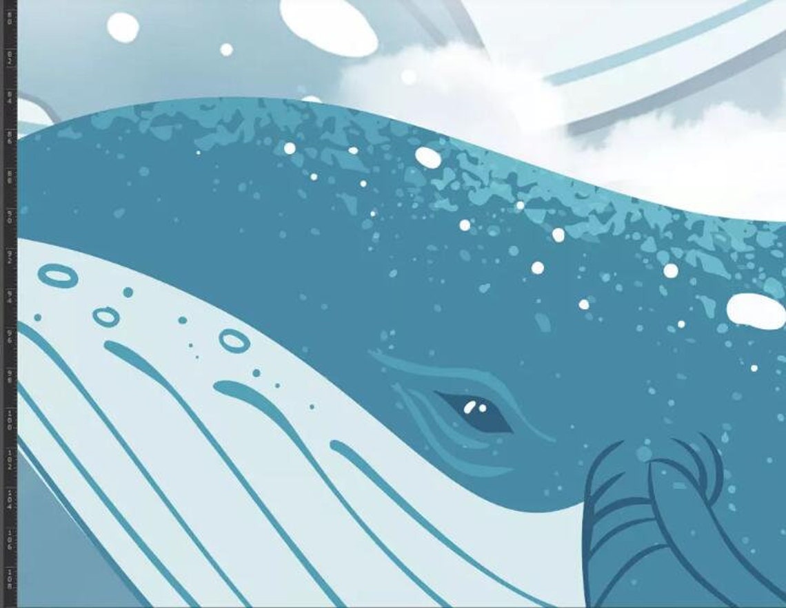 Hand Painted Cartoon Ocean Nursery Wallpaper Wall Mural Etsy