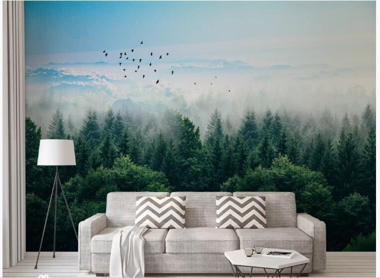 Foggy Forests Landscape Wallpaper Wall Mural Scerene Forest - Etsy