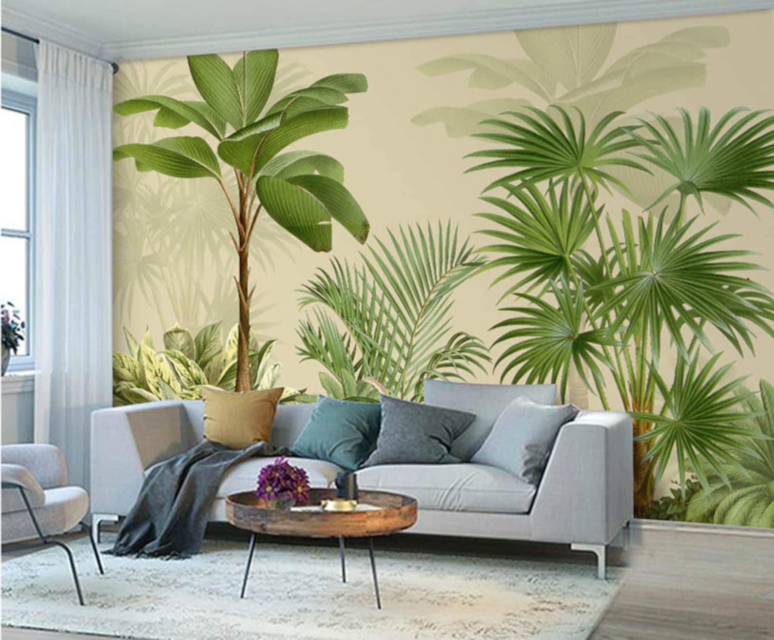Tropical Rainforest Palm Trees Wallpaper Wall Mural Palm - Etsy