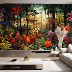 Tropical Rainforest Plant Wallpaper Mural: Southeast Asian Decor