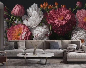 Watercolor Flowers Wallpaper: Peel and Stick Wall Mural