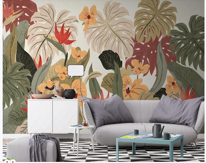 Wall Décor Custom Mural Wallpaper Home Decor Hand Painted Tropical ...