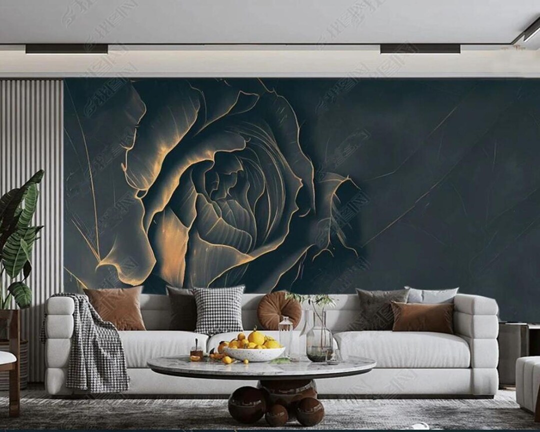 3D Rose Wallpaper Mural: Modern Minimalist Floral Wall Decor - Etsy