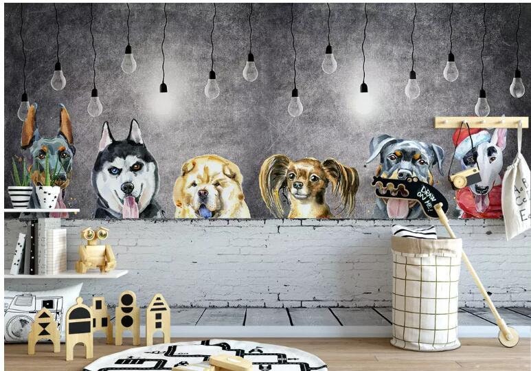 Nordic Simple Cartoon Dogs Nursery Wallpaper Wall Mural Grey - Etsy New Zealand Nordic Simple Cartoon Dogs Nursery Wallpaper Wall Mural Grey - Etsy New Zealand