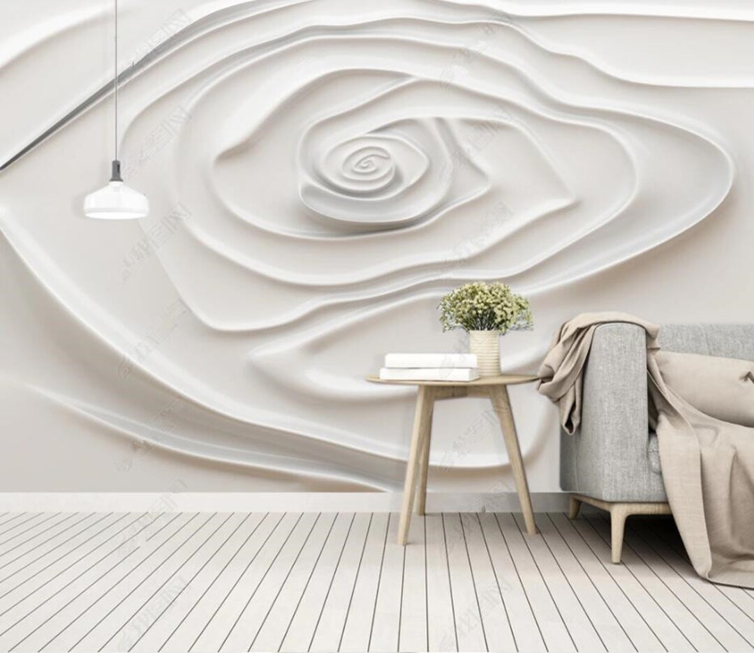 3D Rose Floral Wallpaper Mural: Minimalist Abstract Wall Decor - Etsy