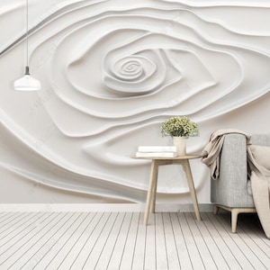 3D Rose Floral Wallpaper Mural: Minimalist Abstract Wall Decor