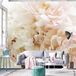 Pink Peonies Pastel Wallpaper, Flowers Peonies Floral Wall Mural
