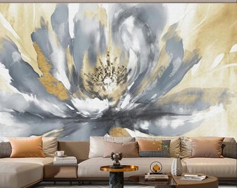 Oil Painting Modern Abstract Art Background Flowers Floral Wallpaper Wall Mural Decor