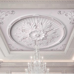 Original 3D Gypsum Ceiling with Flowers Pattern Background Wallpaper Ceiling Mural
