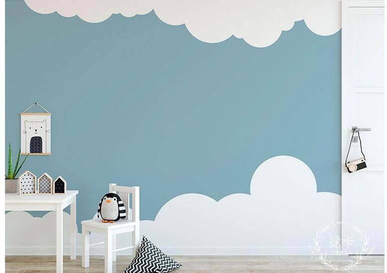 Lovely Simple Kids Nursery Clouds Wallpaper Wall Mural Two Etsy