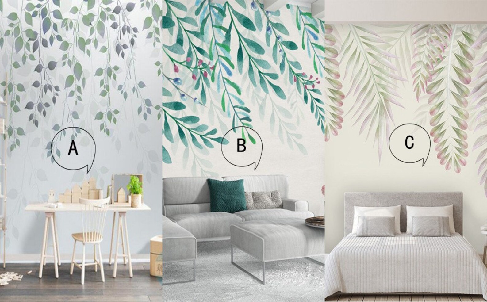 Haning Green Vine Leaves Wallpaper Wall Mural Green Fresh - Etsy