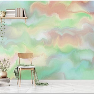 Rainbow Colorful Clouds Gradient Clouds Wallpaper Wall Mural, Beautiful Watercolor Gradient Mural Wall Murals