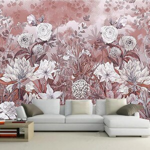 Ölgemälde Retro Blumen Tapete Wandbild, Vimtage Blumen Wohnzimmer Schlafzimmer Tapetenwandbild