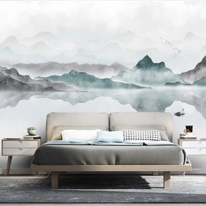 Abstract Ink Mountains Wallpaper Wall Mural, Mountains Hills Mountains Wallpaper Wall Mural