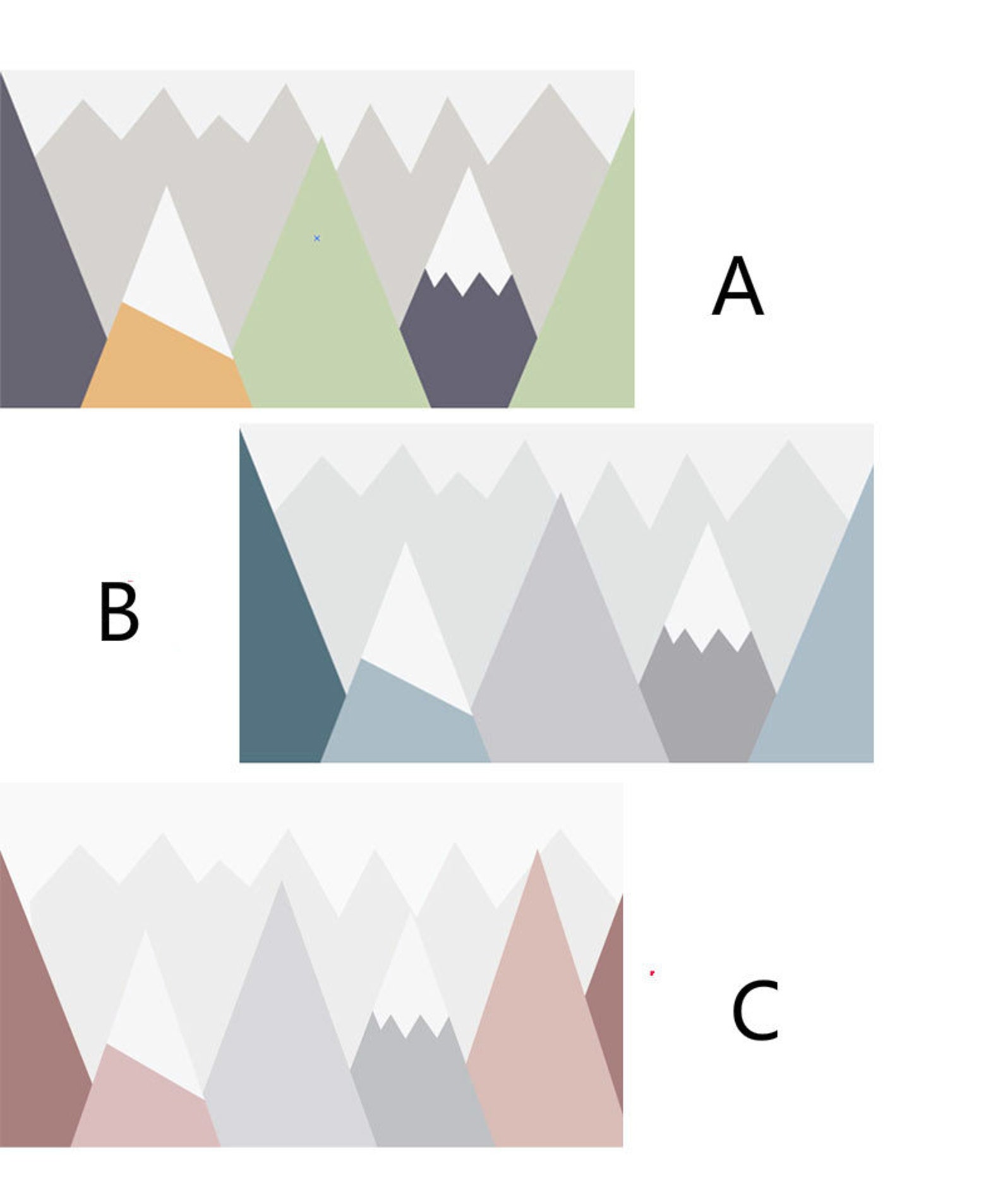 Hand Painted Geometric Mountains Wallpaper Wall Mural Tringle Etsy