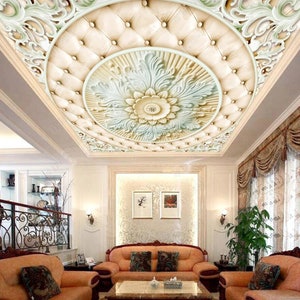 Original European Style Römisches 3D Blumen Relief Decken Wandbild