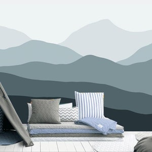 Hügel und Berge im Dunst bei Sonnenuntergang Berge Landschaft Kinderzimmer Kinderzimmer Wandbild