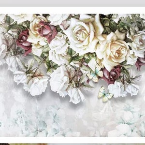 Dutch Bright Color Roses Flowers Floral Wallpaper Wall Murals - Etsy