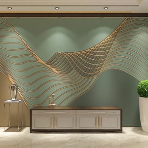 Abstract Creative Unique Geometric Wallpaper Wall Mural,  Modern Minimalist Weaves Lines Geometric Wall Mural Wall Decor