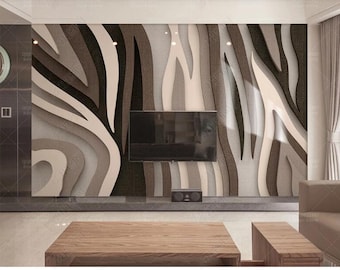 3D Wooden Strips Wallpaper Wall Mural, Unique Irregular Wooden Strips Cafe Restaurant Home Wall Mural Wall Decor