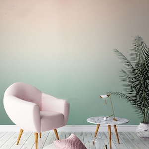Abstract Pink and Green Clouds Wallpaper, Creative Ombre Clouds Wall Murals Wall Decor for Living or Dinning Room