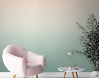 Abstract Pink and Green Clouds Wallpaper, Creative Ombre Clouds Wall Murals Wall Decor for Living or Dinning Room