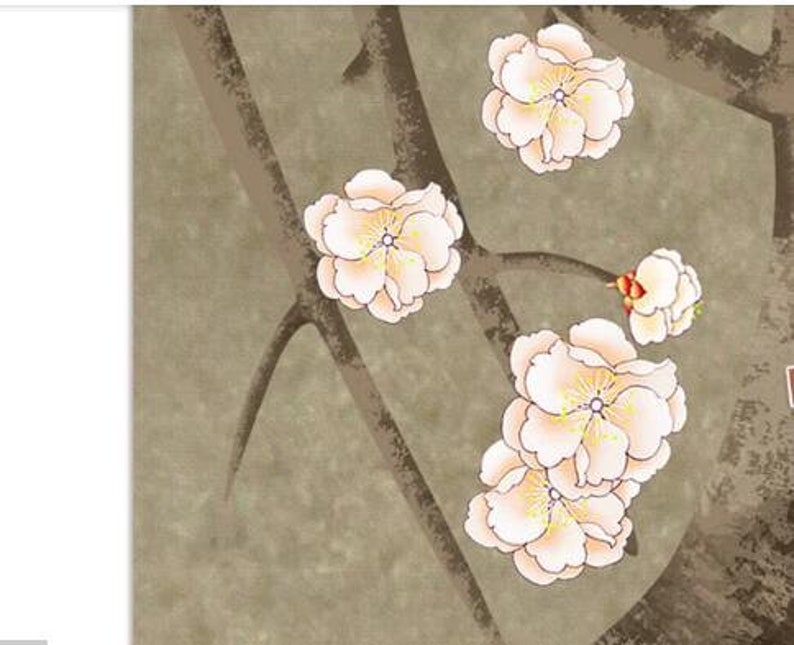 Fine Brushwork Twisted Cherry Tree Wallpaper Wall Mural | Etsy