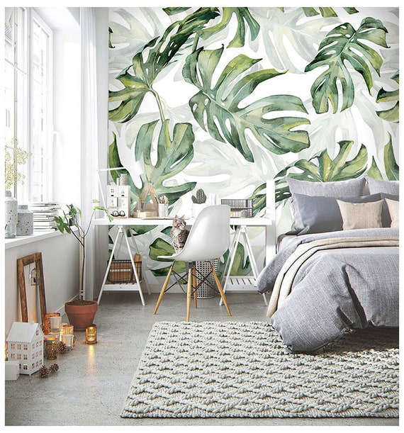 Rainforest Tropical Green Leaves Wallpaper Wall Murals - Etsy