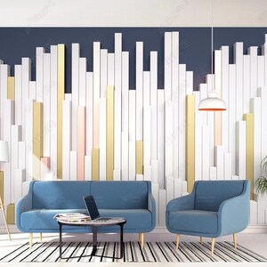 Creative 3D Geometry Golden White Rectangle Modern Geometric Wallpaper Wall Mural