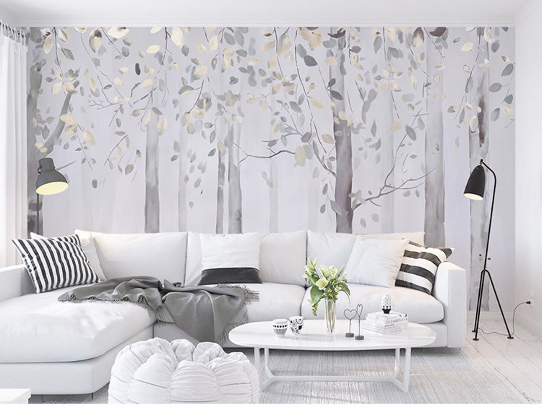 Buy Grey White Color Forests Trees Wallpaper Wall Murals Ink Online in India - Etsy Buy Grey White Color Forests Trees Wallpaper Wall Murals Ink Online in India - Etsy