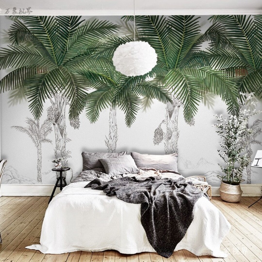 Beautiful Palm Trees Wallpaper Wall Mural, Several Tropical Plants