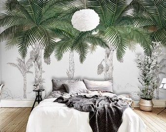 Beautiful Palm Trees Wallpaper Wall Mural, Several Tropical Plants Tropical Palm Trees Wall Mural Wall Decor