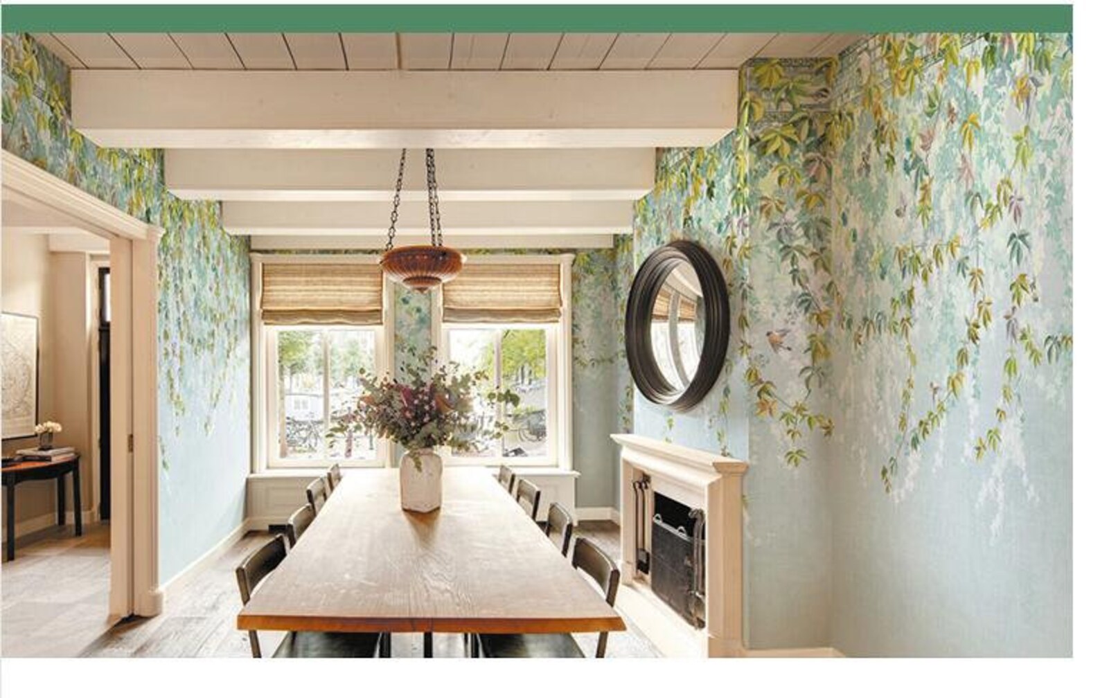 Oil Painting Hanging Vine Flowers Wallpaper Wall Mural Hand | Etsy