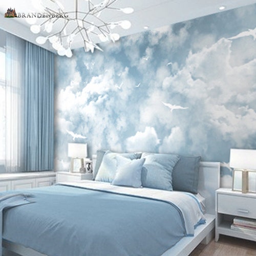 Abstract Blue Sky White Colors Sky Wallpaper Wall Mural - Etsy