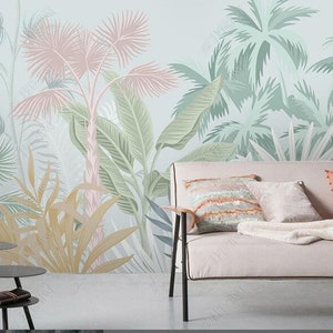 Tropical Plants Wallpaper Wall Mural, Tropical Jungle Nature Wall Mural Wall Decor Home Decor