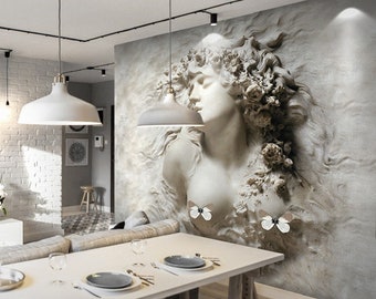 Abstract Body Relief Art Beauty Wallpaper Wall Mural, Unique Art 3D Stereoscopic Sculptural Beauty Woman Wall Mural Wall Decor