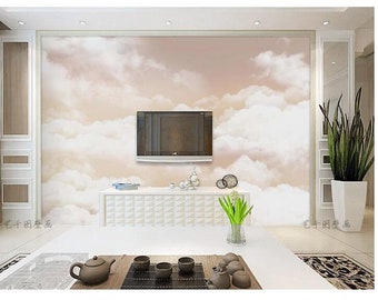 Beautiful Clouds Wallpaper Wall Mural, Abstract Clouds Cloudy Wall Mural Wall Decor