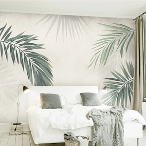 Einfache kreative Handbemalte tropische Blätter Wand wandbild Tapete, Palmblätter Wand wandbild Tapete, Palmblatt Tapete
