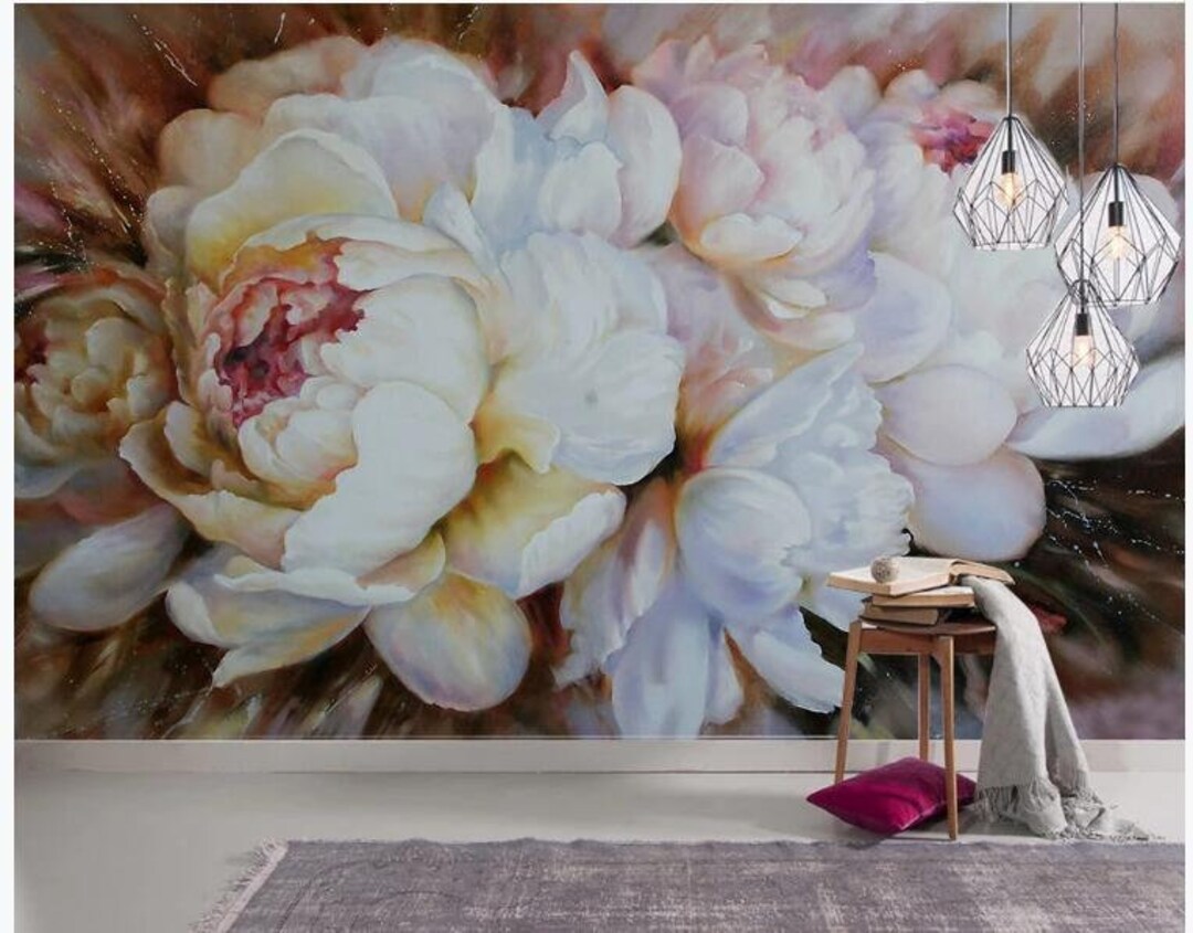 Peony Floral Wallpaper Mural: American Countryside Wall Decor - Etsy