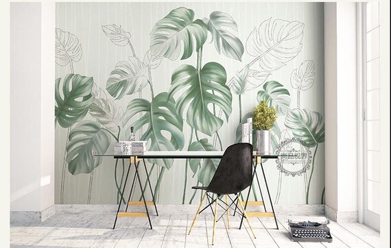 Watercolor Hand Painted Banana Leaves Wallpaper Wall Mural Etsy Images, Photos, Reviews