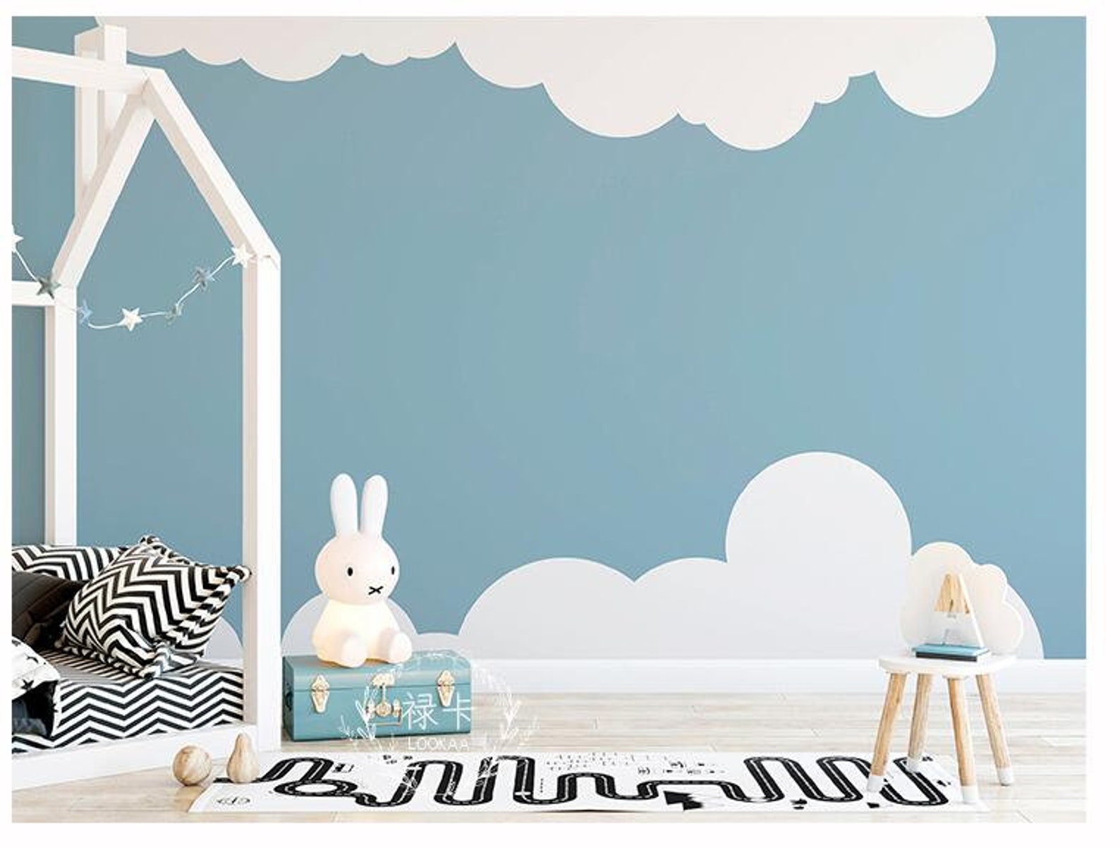 Lovely Simple Kids Nursery Clouds Wallpaper Wall Mural Two | Etsy