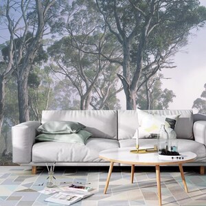 A Wild Forest Painting Wallpaper, Retro Abstract Old Tree Wall Mural, Vintage Retro Tree Wall Decor
