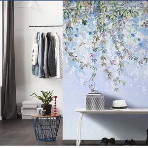 Oil Painting Hanging Vine Flowers Wallpaper Wall Mural Hand | Etsy