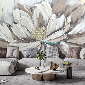 Floral Oil Painting Wallpaper Mural: Fashion Flower Wall Decor