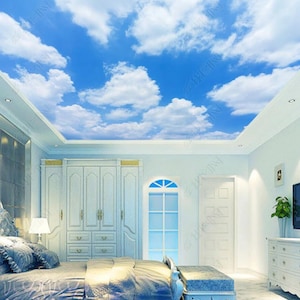 Blue sky, White Clouds, Suspended Ceiling Mural, Cloudy Sky Ceiling Mural