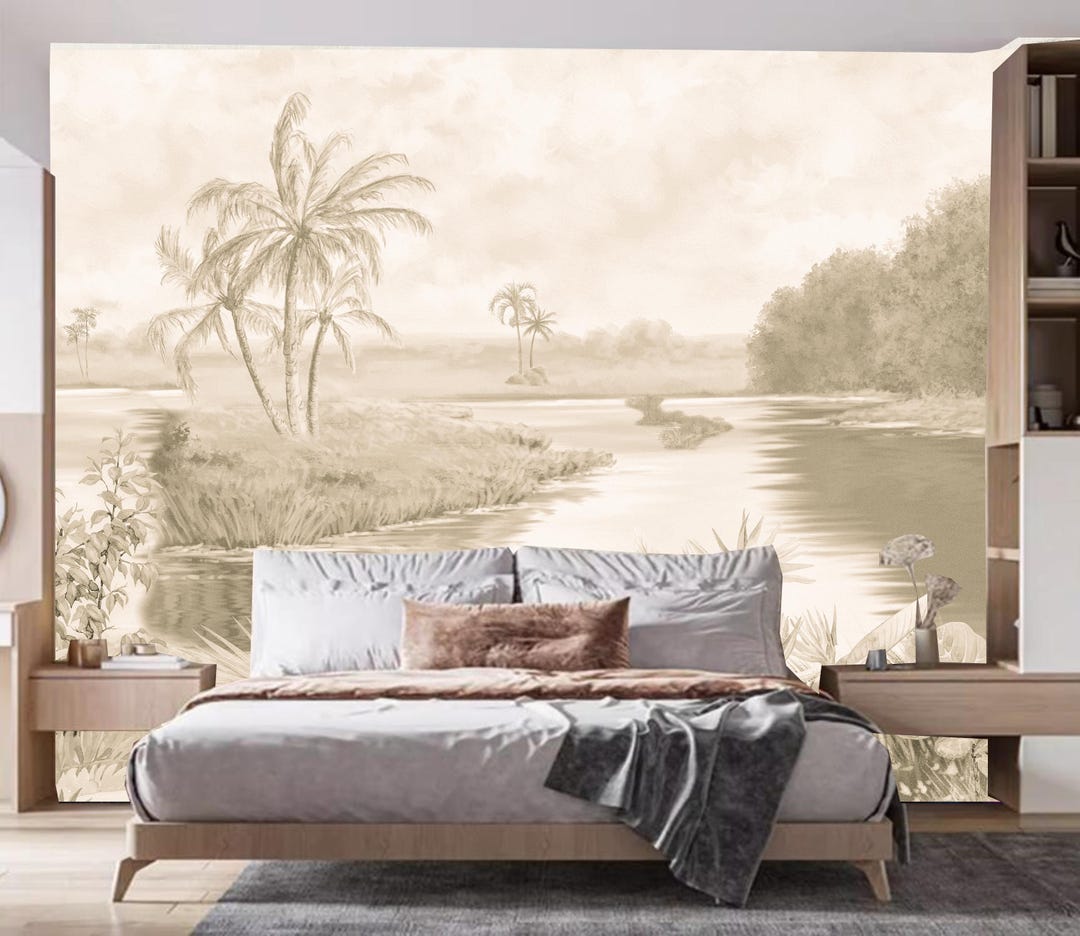 Scenic Lake Landscape Mural Wallpaper: Old Forest View - Etsy